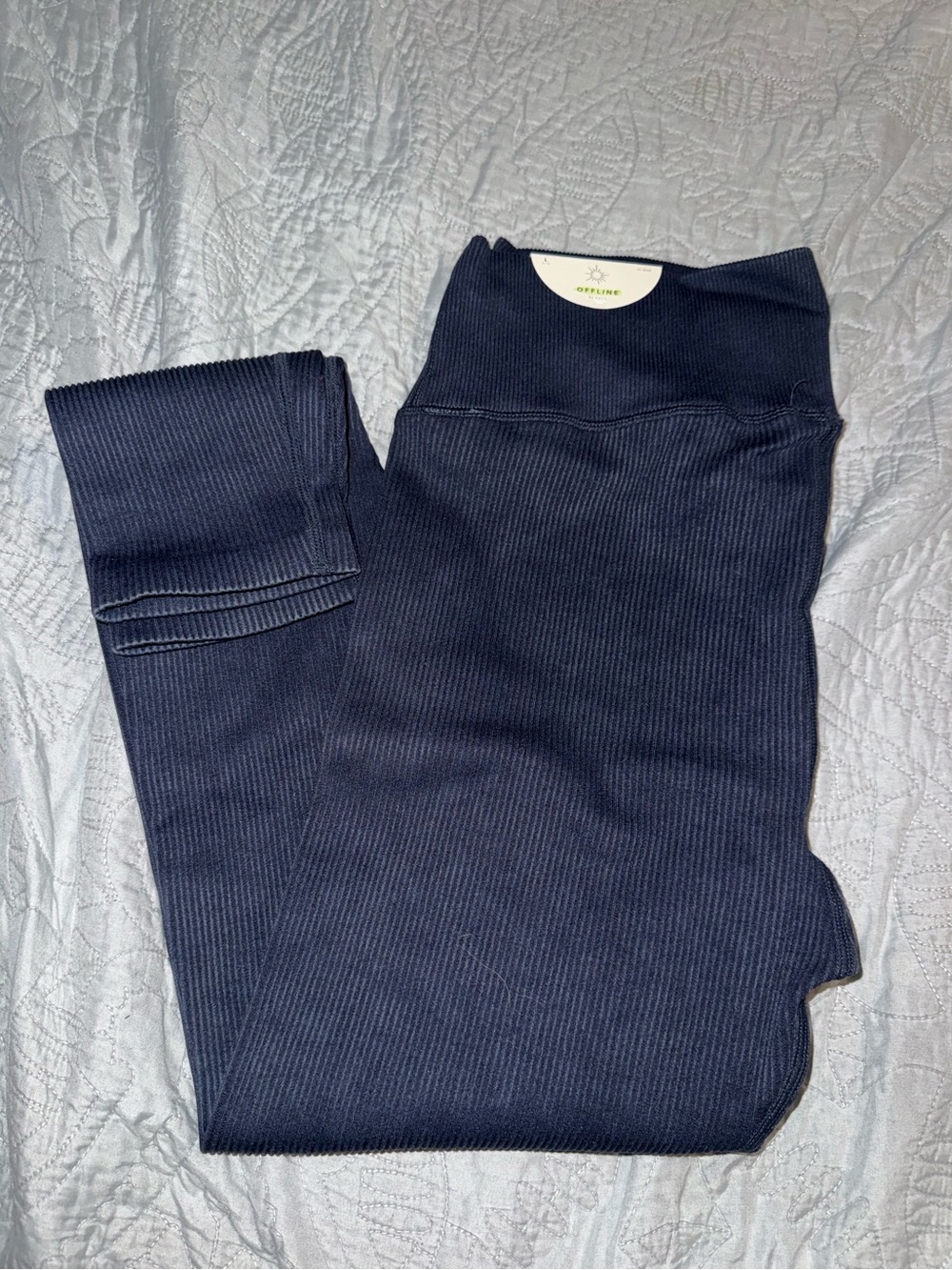 aerie Hi-Rise 7/8 Ribbed Navy Leggings